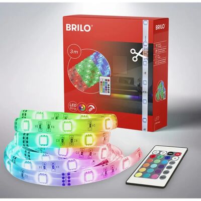 Briloner Tira LED RGB Prisma - 3m, Control remoto, 90 LEDs Briloner Tira LED RGB Prisma - 3m, Control remoto, 90 LEDs