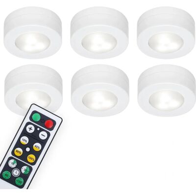 BRILONER Lumières LED pour armoires - Blanc, télécommande, réglables, 6 pièces BRILONER Lumières LED pour armoires - Blanc, télécommande, réglables, 6 pièces