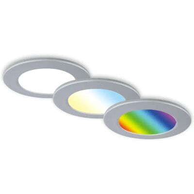Briloner LED Einbauleuchten-Set - RGB-CCT, chrom-matt, 3xLED/4,8W, IP65 Briloner LED Einbauleuchten-Set - RGB-CCT, chrom-matt, 3xLED/4,8W, IP65