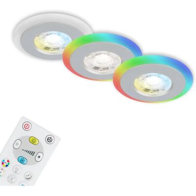 Briloner Conjunto de luces empotradas LED - RGB, 3x5W, cromo mate, IP44 Briloner Conjunto de luces empotradas LED - RGB, 3x5W, cromo mate, IP44