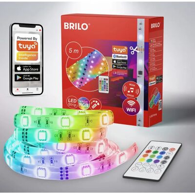 BRILO RGB LED Streifen - RGB LED Beleuchtung, Musiksensor, Drahtlose Konnektivität BRILO RGB LED Streifen - RGB LED Beleuchtung, Musiksensor, Drahtlose Konnektivität