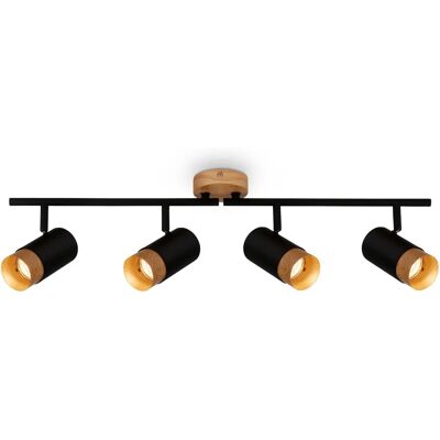 Briloner Plek Ceiling Spotlight - 4 Lights, Adjustable, Metal & Wood Briloner Plek Ceiling Spotlight - 4 Lights, Adjustable, Metal & Wood