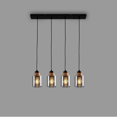 Lampadario Royk in Legno-Nero Fumé - Briloner Lampadario Royk in Legno-Nero Fumé - Briloner