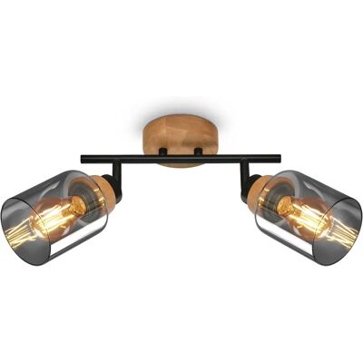Briloner Spot Hema Metallo Effetto Legno 2 Luci E27 - Spot Light Briloner Spot Hema Metallo Effetto Legno 2 Luci E27 - Spot Light