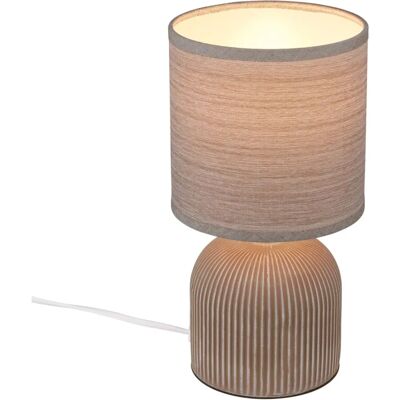 Lámpara de Mesa Brilo Ino - Base de cerámica, Pantalla marrón, 28cm Lámpara de Mesa Brilo Ino - Base de cerámica, Pantalla marrón, 28cm