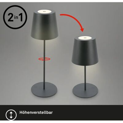 Lampe de Table Réglable Briloner - LED Batterie - Blanc Chaud - IP44 Lampe de Table Réglable Briloner - LED Batterie - Blanc Chaud - IP44