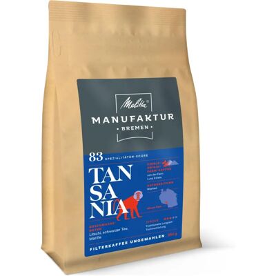 Melitta Manufaktur Bremen Tanzania Single Origin Koffie - 250g, Licht Gebrand Melitta Manufaktur Bremen Tanzania Single Origin Koffie - 250g, Licht Gebrand