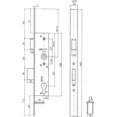 Bever 1022 R Edelstahl-Türschloss mit 30mm Riegel & 22mm Ausschluss - Türrahmen Bever 1022 R Edelstahl-Türschloss mit 30mm Riegel & 22mm Ausschluss - Türrahmen
