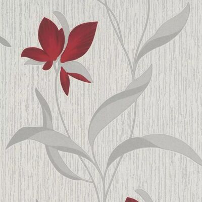 Papier Peint Fleuri Rouge Erismann - Papier - Publicité Papier Peint Fleuri Rouge Erismann - Papier - Publicité