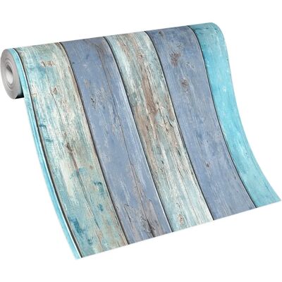 Papel pintado efecto madera azul Erismann - Revestimiento interior Papel pintado efecto madera azul Erismann - Revestimiento interior