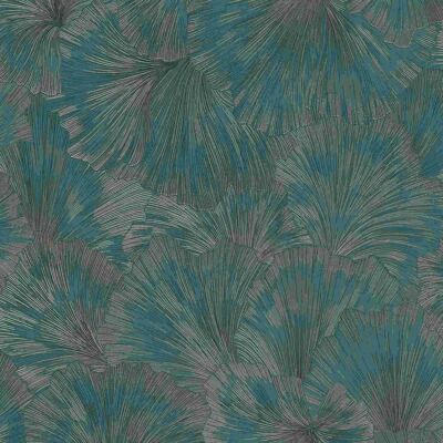 Erismann Teal Blätter-Textur Vinyl Tapete - Wandbekleding Erismann Teal Blätter-Textur Vinyl Tapete - Wandbekleding