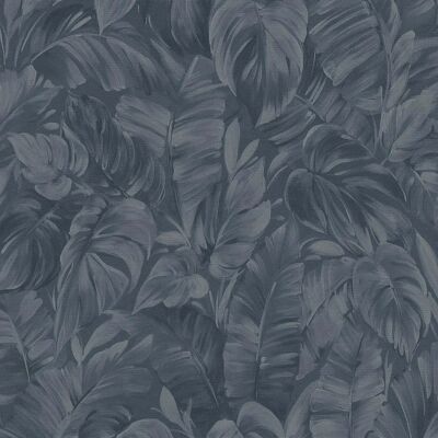 Erismann Navy Palm Leaf Textured Vinyl Wallpaper - Tapete Erismann Navy Palm Leaf Textured Vinyl Wallpaper - Tapete