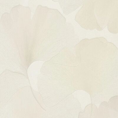 Athena Cream Metallic Gingko Leaf Patterned Wallpaper - Wallpaper Athena Cream Metallic Gingko Leaf Patterned Wallpaper - Wallpaper