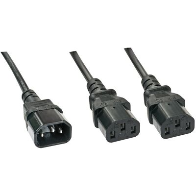 Lindy 30363 Tápellátó kábel - IEC C14 és 2x C13 - 1m Fekete Lindy 30363 Tápellátó kábel - IEC C14 és 2x C13 - 1m Fekete
