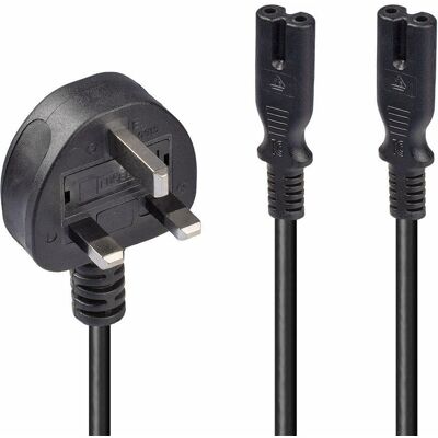 Lindy Power Cable UK 2.5m IEC C7 Splitter - Power Cable Lindy Power Cable UK 2.5m IEC C7 Splitter - Power Cable