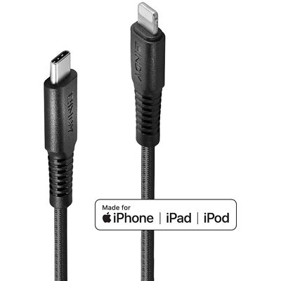 Cable de Carga Lightning Lindy 31288 - 3m Negro - Certificado MFi Cable de Carga Lightning Lindy 31288 - 3m Negro - Certificado MFi