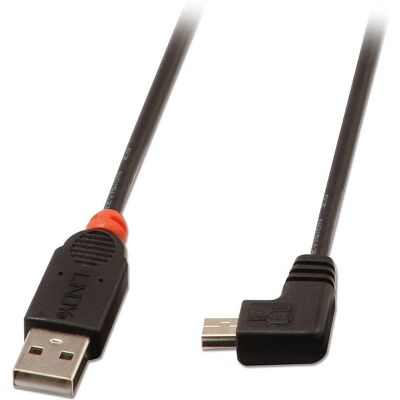 USB Kabel Lindy 31970 - 50cm, Černá, USB 2.0, Mini-B pravý úhel USB Kabel Lindy 31970 - 50cm, Černá, USB 2.0, Mini-B pravý úhel