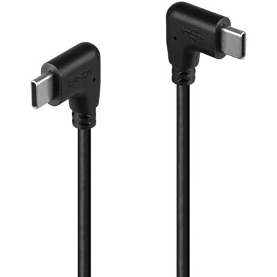 Câble USB-C Lindy 1m - Angle droit 90° - Noir Câble USB-C Lindy 1m - Angle droit 90° - Noir