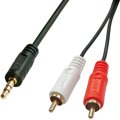 Cabo de áudio Lindy 35687 - 20m - Preto - RCA Estéreo e 3,5mm Cabo de áudio Lindy 35687 - 20m - Preto - RCA Estéreo e 3,5mm