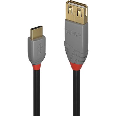 Lindy USB-Kabel - 0,15m, Schwarz/Grau, USB C auf A Lindy USB-Kabel - 0,15m, Schwarz/Grau, USB C auf A