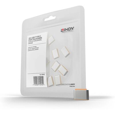 Lindy USB Type C Port Bloker - Orange - 10 stk Lindy USB Type C Port Bloker - Orange - 10 stk