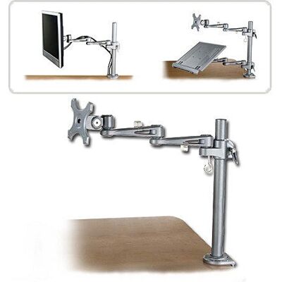 Lindy Monitor Mount - Adjustable LCD Arm, Silver Lindy Monitor Mount - Adjustable LCD Arm, Silver