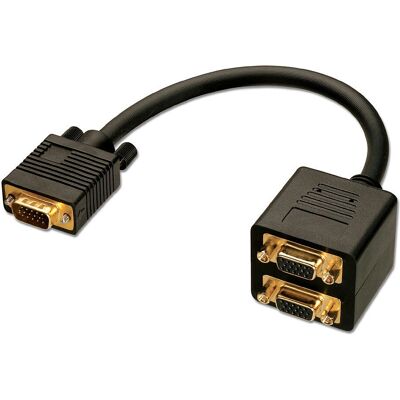 Lindy VGA Splitter Kabel - 0,18m Svart Lindy VGA Splitter Kabel - 0,18m Svart