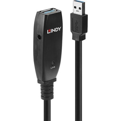 Cavo di estensione USB Lindy - 15m, USB 3.1 Gen1, attivo, nero Cavo di estensione USB Lindy - 15m, USB 3.1 Gen1, attivo, nero