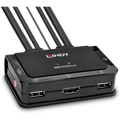 Lindy Commutateur KVM Noir Modèle 42340 - 2 Ports HDMI USB Audio - Publicité Lindy Commutateur KVM Noir Modèle 42340 - 2 Ports HDMI USB Audio - Publicité