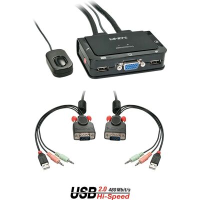 Lindy 42342 Interruttore KVM - VGA / USB / Audio - 2 Porte Lindy 42342 Interruttore KVM - VGA / USB / Audio - 2 Porte
