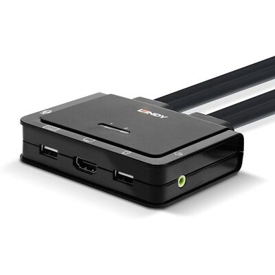 Lindy 42345 2 Port HDMI 2.0 USB KVM Switch - Black Lindy 42345 2 Port HDMI 2.0 USB KVM Switch - Black