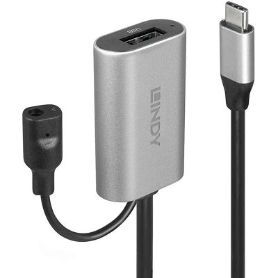 Cabo USB Lindy - 43270 - Prata & Preto - 5m - Extensão Ativa USB 3.1 Cabo USB Lindy - 43270 - Prata & Preto - 5m - Extensão Ativa USB 3.1