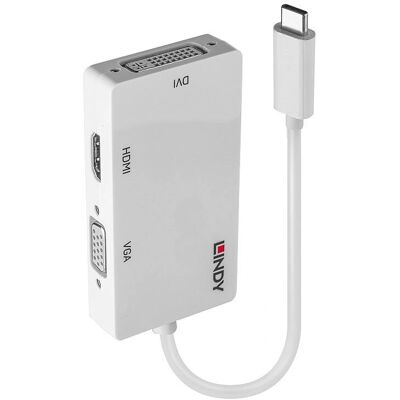 Adattatore Lindy USB C a triplo schermo - USB 3.1, 3840x2160 - Bianco Adattatore Lindy USB C a triplo schermo - USB 3.1, 3840x2160 - Bianco