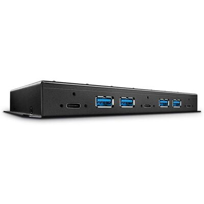 Hub USB Lindy - 7 Porte - Metallo Industriale - Nero Hub USB Lindy - 7 Porte - Metallo Industriale - Nero