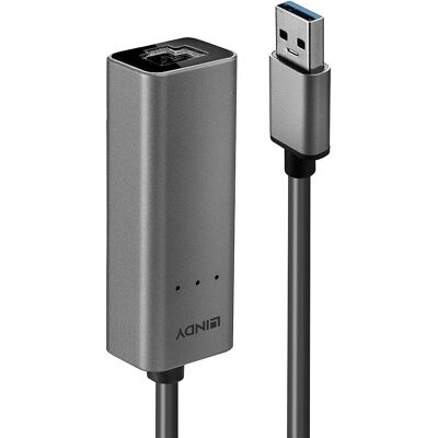 Convertitore USB 3.0 a Ethernet 2.5G Lindy - Argento - Adattatore Ethernet Convertitore USB 3.0 a Ethernet 2.5G Lindy - Argento - Adattatore Ethernet