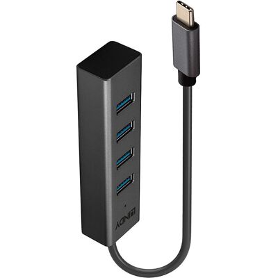 Lindy 43325 USB 3.2 Hub - 4 Ports, Grey Lindy 43325 USB 3.2 Hub - 4 Ports, Grey