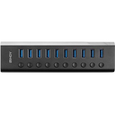 Lindy 43370 Hub USB - 10 Ports, Noir - USB 3.0 - Publicité Lindy 43370 Hub USB - 10 Ports, Noir - USB 3.0 - Publicité