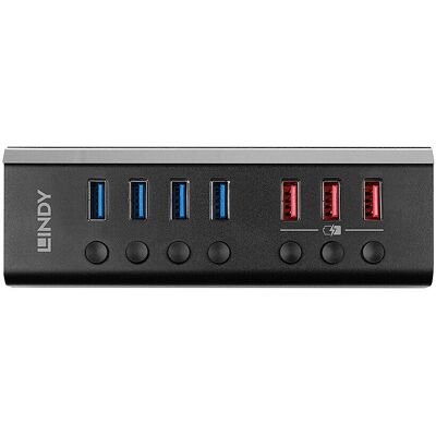 Lindy USB Hub - Model 43371 - 4 Ports, 3 Quick Charge, Black Lindy USB Hub - Model 43371 - 4 Ports, 3 Quick Charge, Black