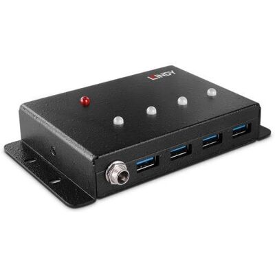 Lindy 43374 Industrieller USB-Hub - 4-Port USB 3.0 Metall - Schwarz Lindy 43374 Industrieller USB-Hub - 4-Port USB 3.0 Metall - Schwarz