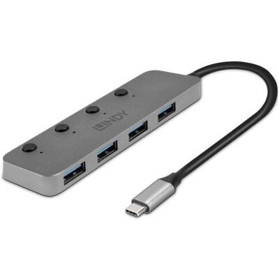 Lindy USB-Hub 4-Port USB 3.2 Type C Grau Lindy USB-Hub 4-Port USB 3.2 Type C Grau