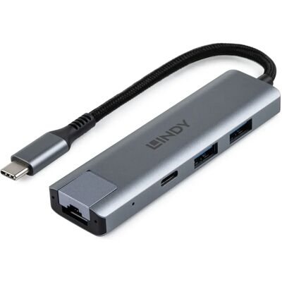Lindy 43422 Concentrateur d'interface - USB 3.2 Gen 2 - Gris Lindy 43422 Concentrateur d'interface - USB 3.2 Gen 2 - Gris