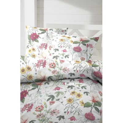 PRIMERA Weiße Mako-Satin Blumen Bettwäsche - Bettwäsche PRIMERA Weiße Mako-Satin Blumen Bettwäsche - Bettwäsche