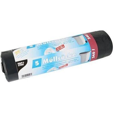Papstar 12126 Müllbeutel - 240 L Schwarz - 5 Stück Papstar 12126 Müllbeutel - 240 L Schwarz - 5 Stück