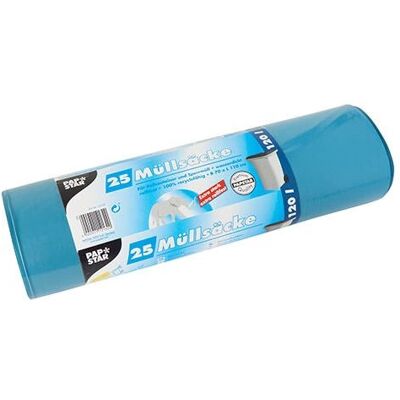 Papstar 12132 Blaue Müllbeutel - 120 L - 25 Stück Papstar 12132 Blaue Müllbeutel - 120 L - 25 Stück
