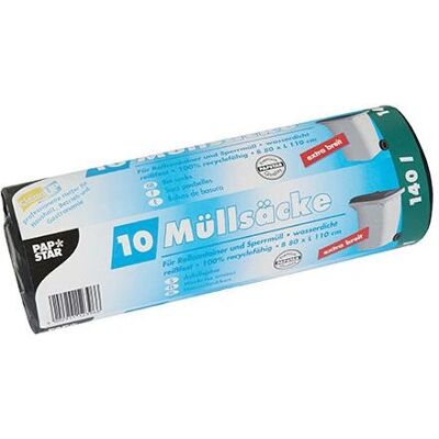 Papstar 12396 Müllbeutel - 140L Schwarz, 10 Stück Papstar 12396 Müllbeutel - 140L Schwarz, 10 Stück