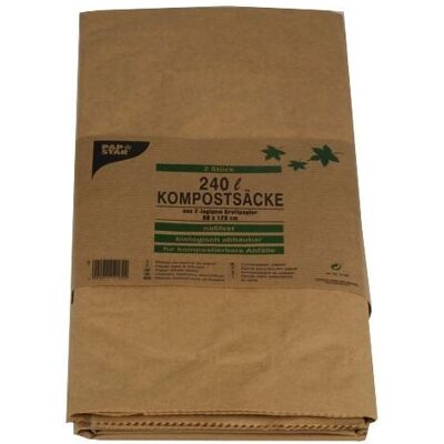 Papstar 14189 Kraftpapier afvalzak - 240L Bruin 2 stuks Papstar 14189 Kraftpapier afvalzak - 240L Bruin 2 stuks