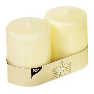Bougie cylindrique ivoire Papstar - Ø 80 mm, 10 cm, lot de 2 - Publicité Bougie cylindrique ivoire Papstar - Ø 80 mm, 10 cm, lot de 2 - Publicité