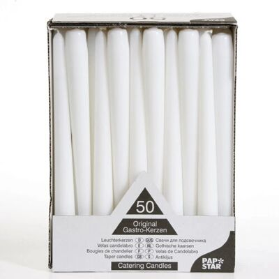 Candela Bianca Papstar 25cm - Elegante per Tavola - 50 pz Candela Bianca Papstar 25cm - Elegante per Tavola - 50 pz