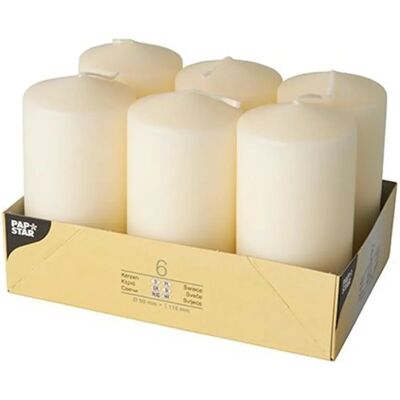 Papstar 6x Kremowe świece cylindryczne - 60mm - 24h czas palenia Papstar 6x Kremowe świece cylindryczne - 60mm - 24h czas palenia