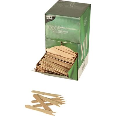 Fourchette en bois léger Papstar - 18201 - 8,5cm - 1000 pcs - Publicité Fourchette en bois léger Papstar - 18201 - 8,5cm - 1000 pcs - Publicité